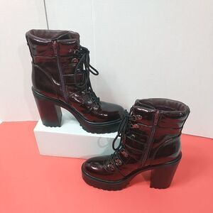 G BY GUESS Sellur Platform Combat Boot SZ 7.5M Burgundy